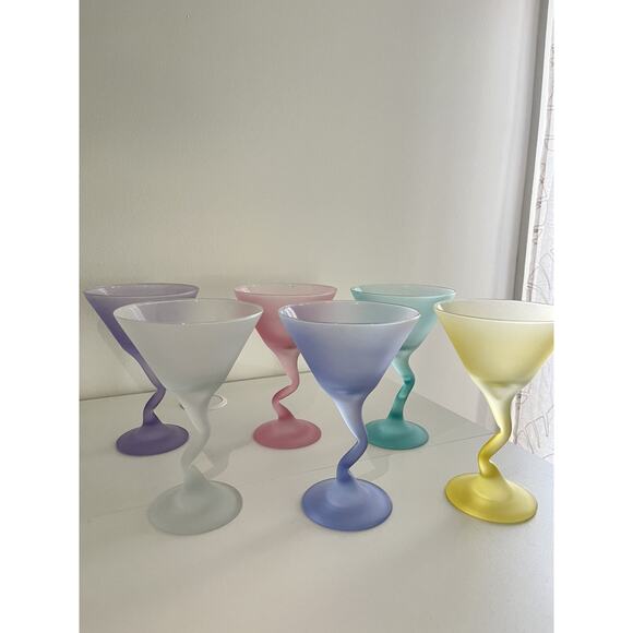 Libbey Other - Libbey Watusi Coastal Martini Glass Set Of 6 Mid Century Pastel Retro Stemware